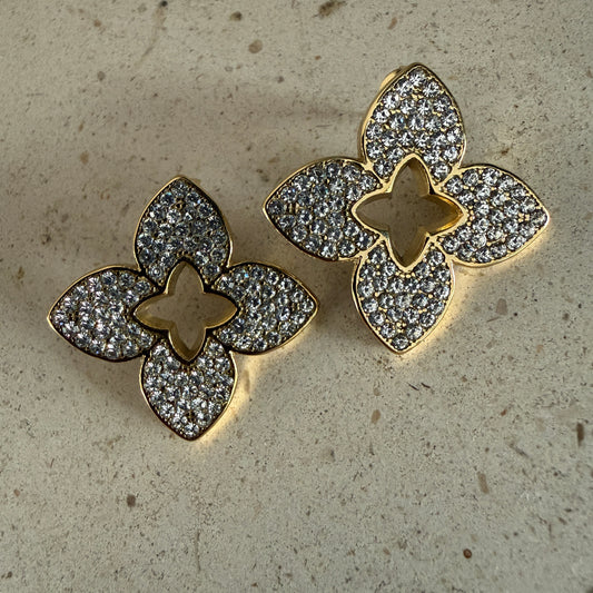 Oorbellen Flower Steentjes Goud