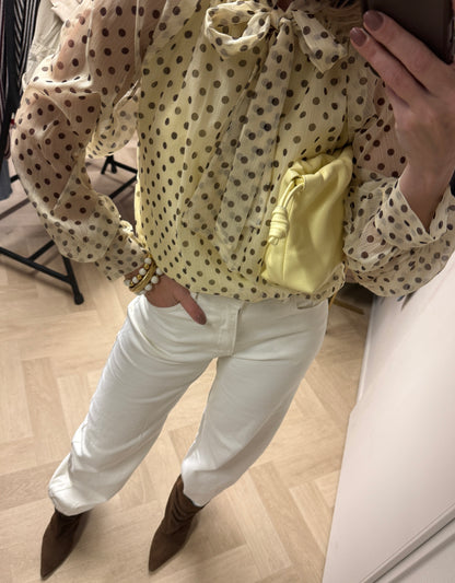 Blouse Jill Polkadot Geel Bruin