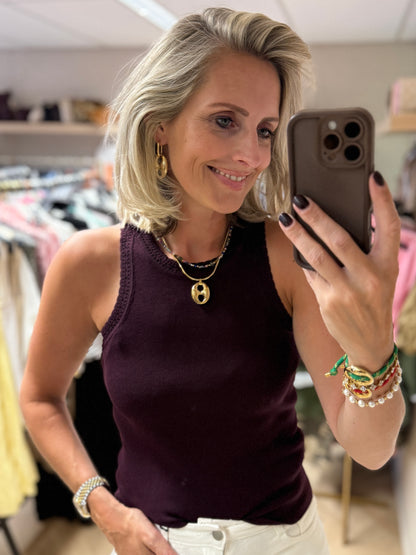Top Daisy Round Neck Plum