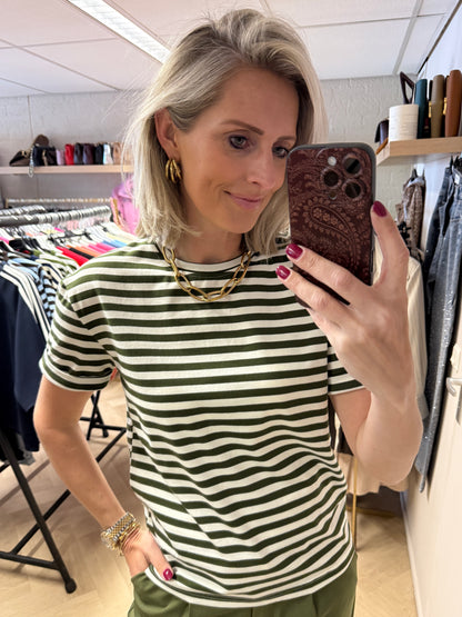 T-shirt Emma Katoen Streep Groen KM