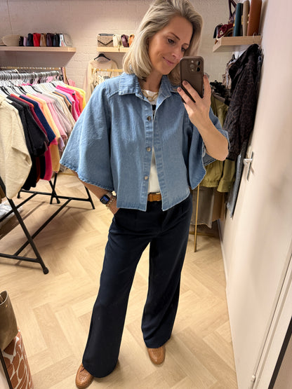 Blouse Denim Flared Mouw
