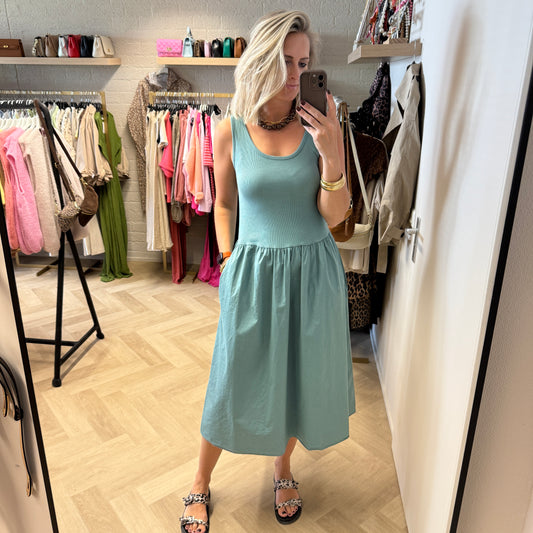 Jurk Christy Rib Katoen Petrol