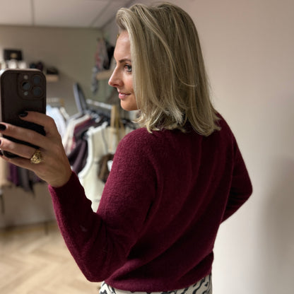 Vest Claudia Lange Mouw Alpaca Bordeaux
