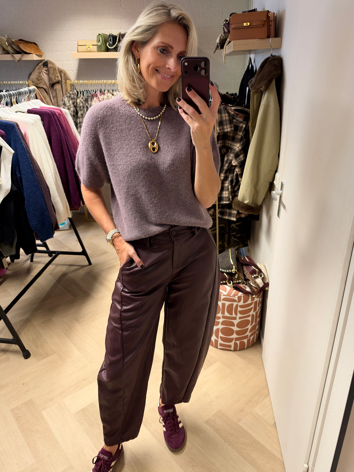 Trui Claudia Korte Mouw Alpaca Dusty Plum