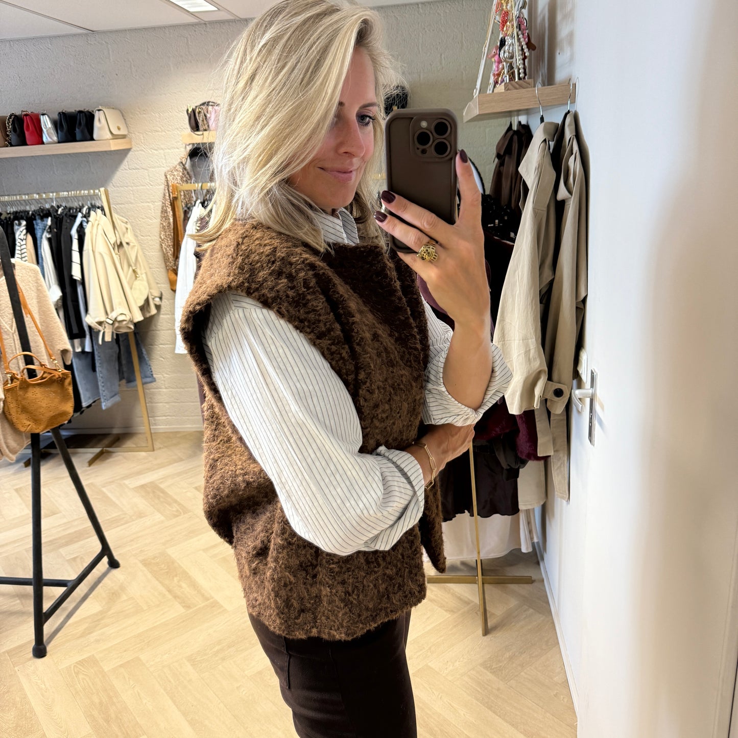 Vest Maxine Furry Choco Bruin