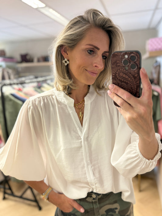 Blouse Ella Pofmouwen Wit