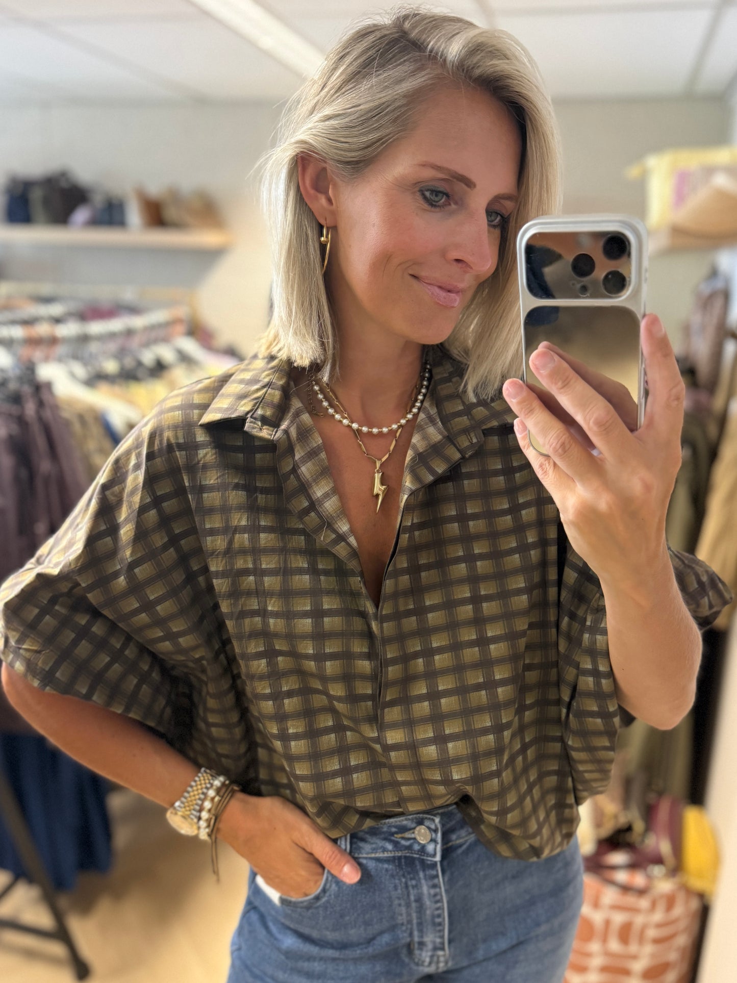 Blouse Mila Ruit Ballonmouwen