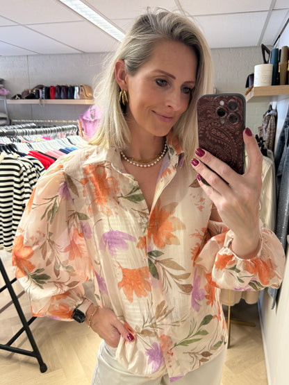 Blouse Georgia Flower Beige