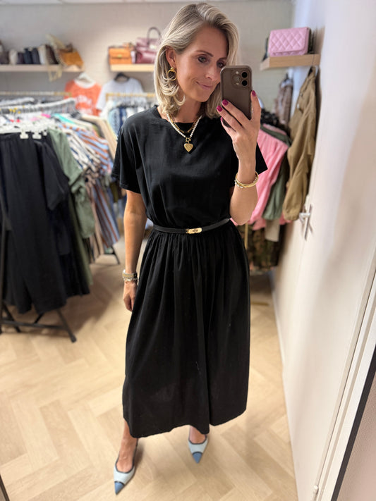 Jurk Naomi Katoen Shirtdress Zwart