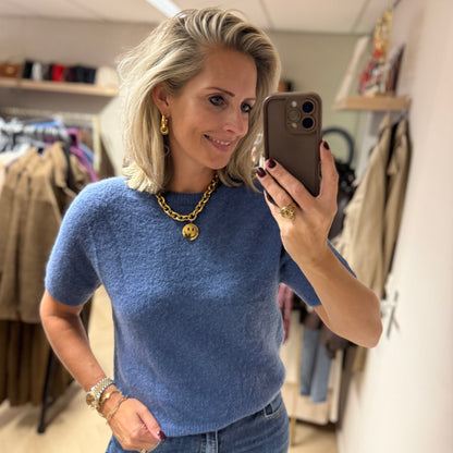 Trui Claudia Korte Mouw Alpaca Blauw