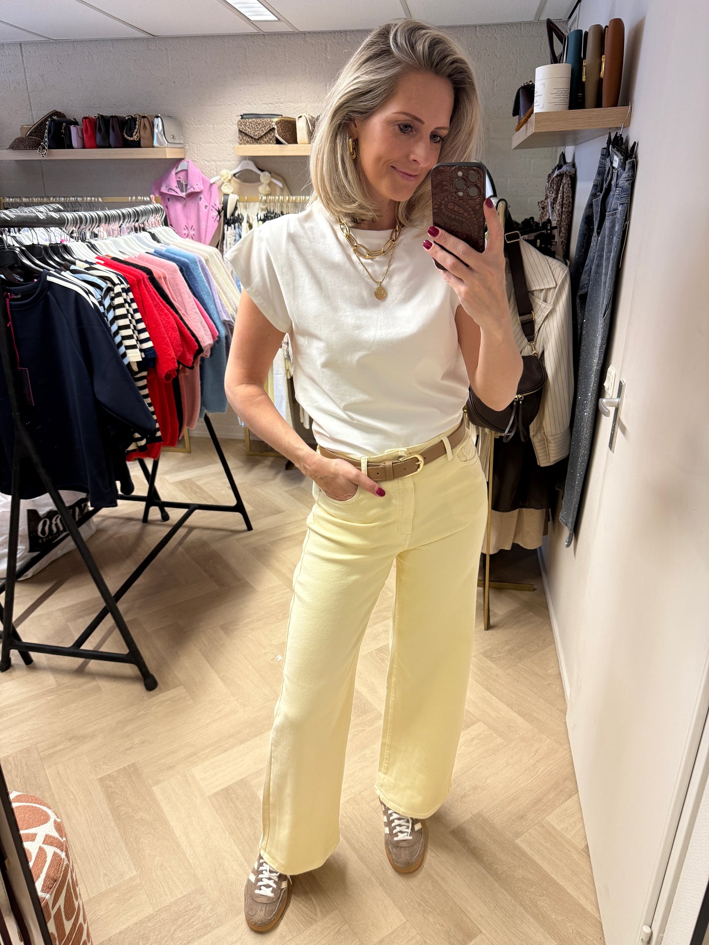 Jeans Laulia Wide Leg Zachtgeel