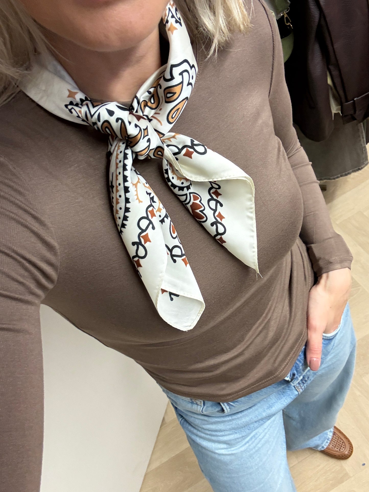 Sjaal Silka Bandana Bruin Wit