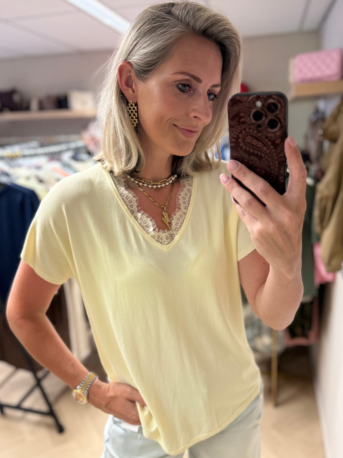 Shirt Barbara Kant Zachtgeel