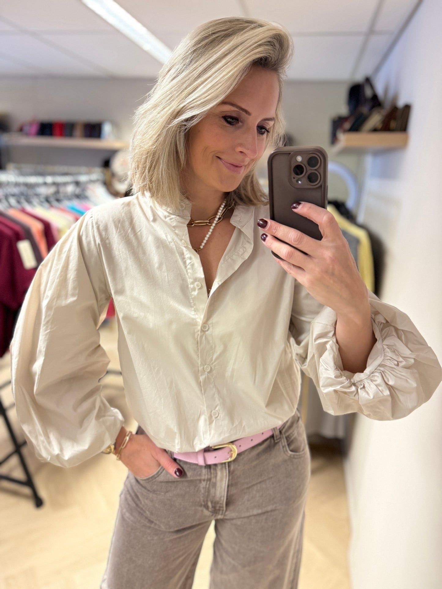 Blouse Fenna Pofmouw Beige