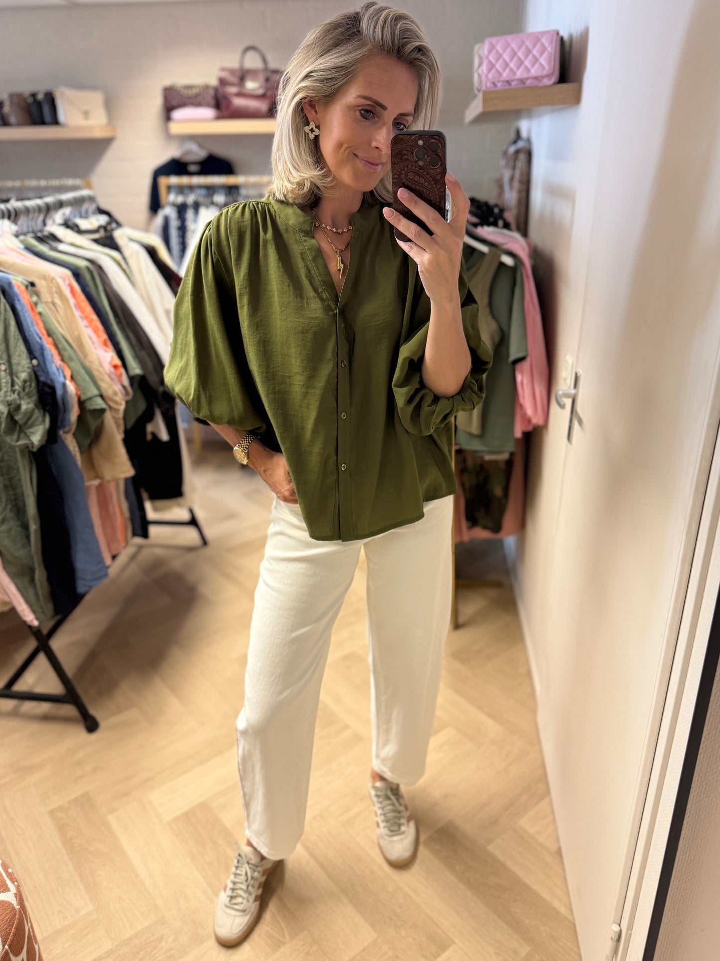 Blouse Ella Pofmouwen Groen