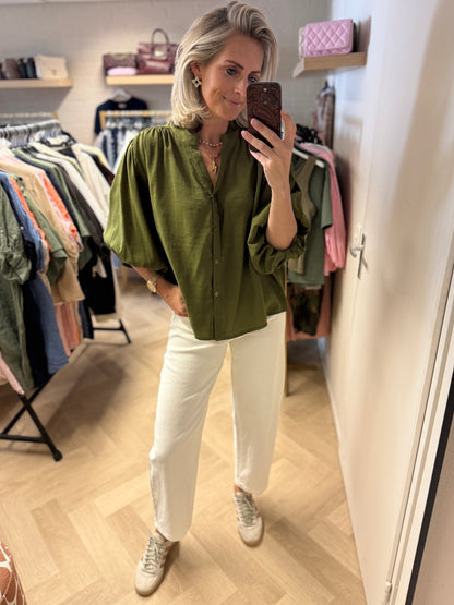 Blouse Ella Pofmouwen Groen