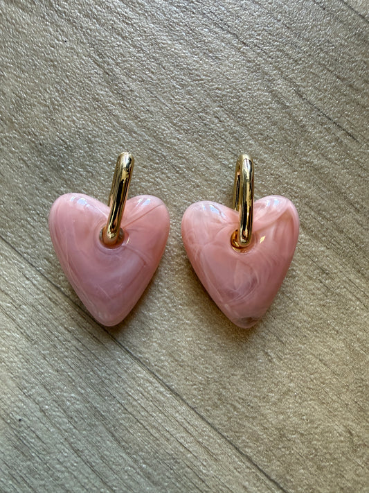 Oorbellen Heart Lichtroze