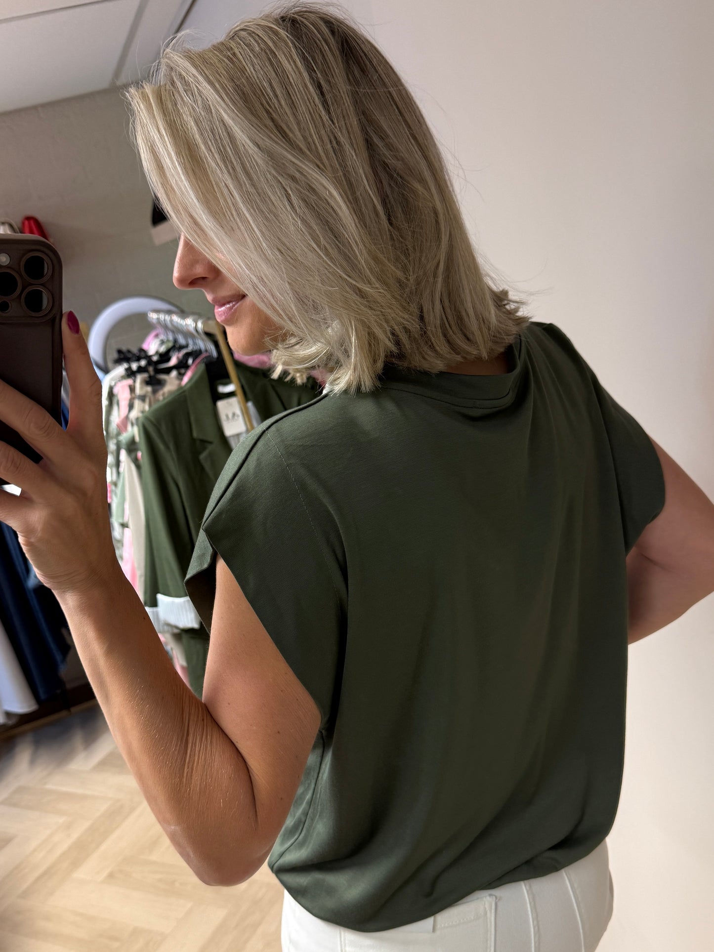 Shirt Joy Elastiek Armygroen
