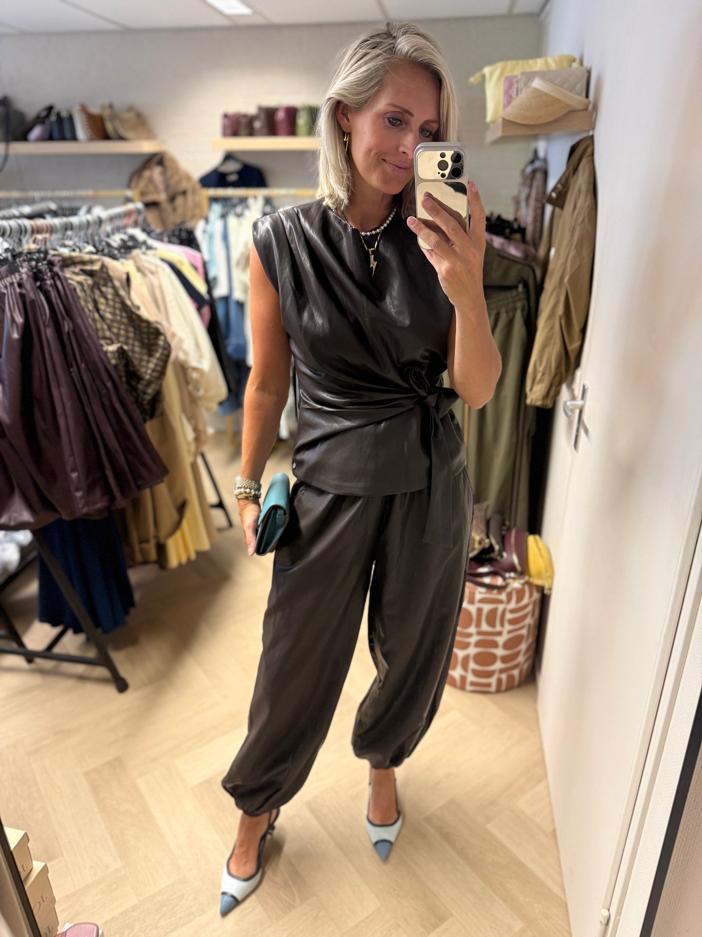 Top Macy PU Leer Bruin
