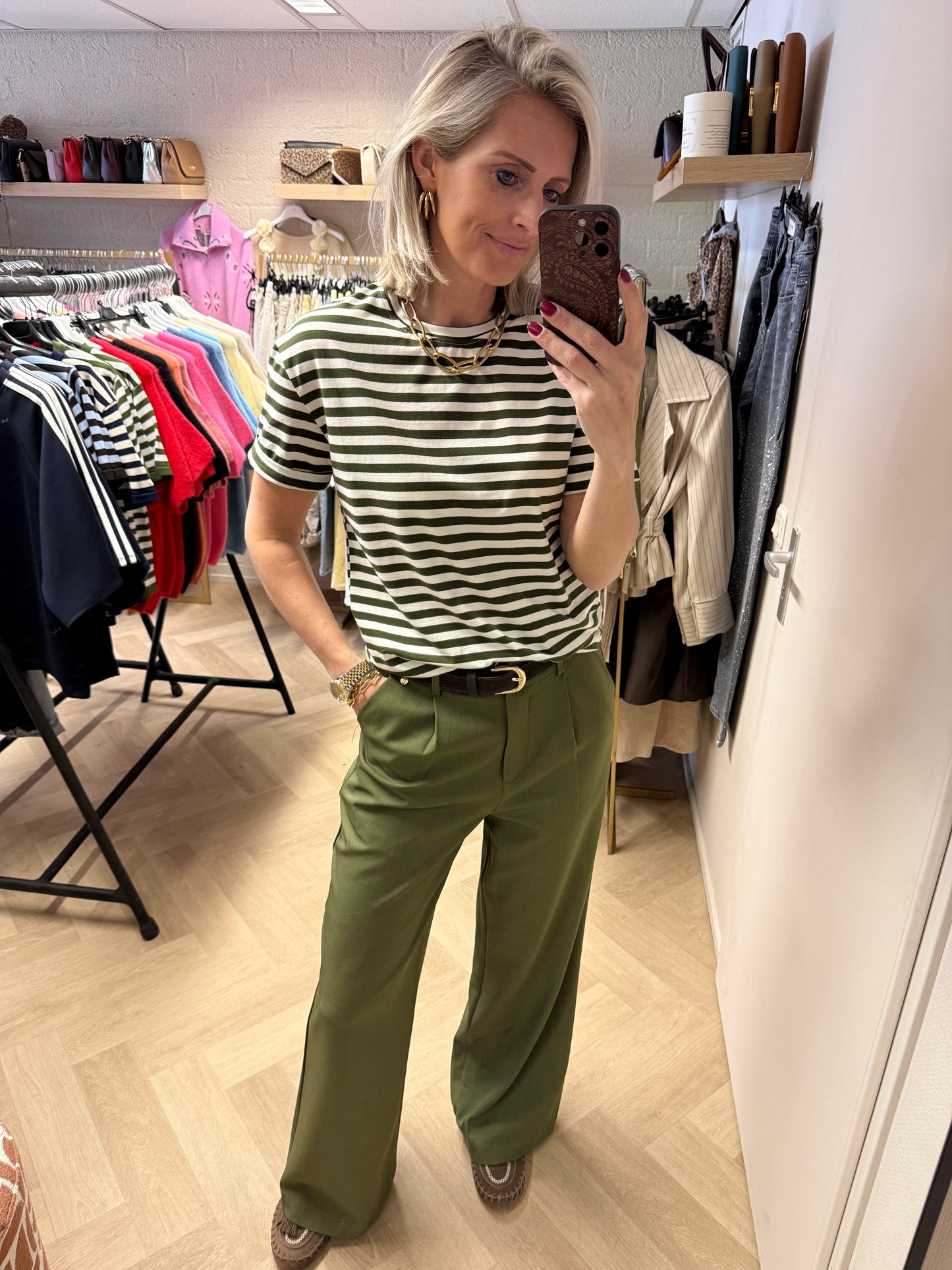 T-shirt Emma Katoen Streep Groen KM