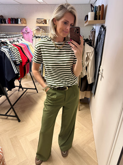 T-shirt Emma Katoen Streep Groen KM