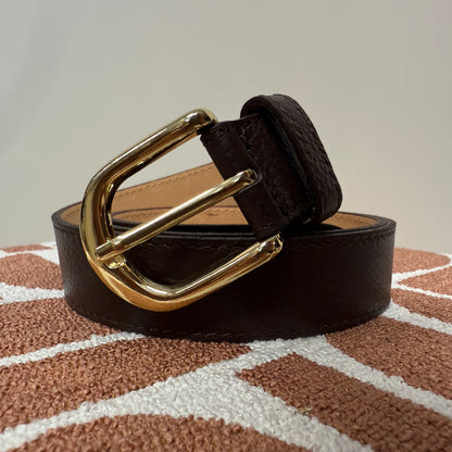 Riem Suus Leer Donkerbruin Goud