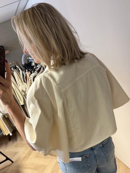 Blouse Denim Flared Mouw Ecru
