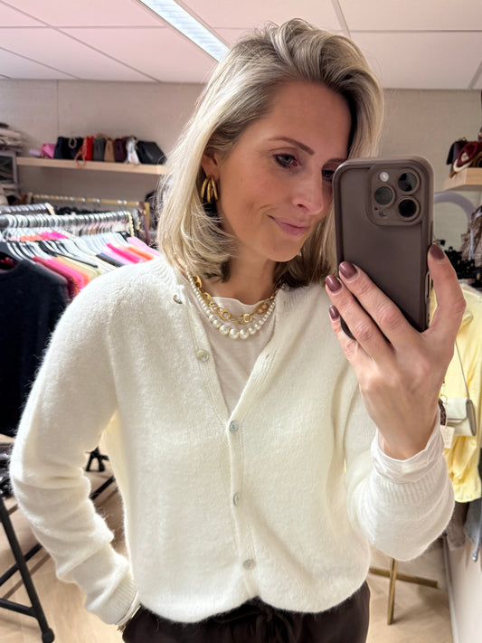 Vest Claudia Lange Mouw Alpaca Wit