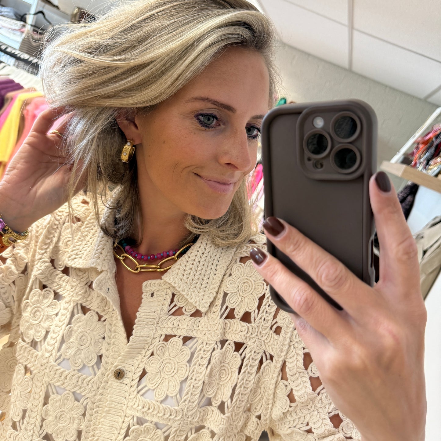 Oorbellen Elise Goud Wit