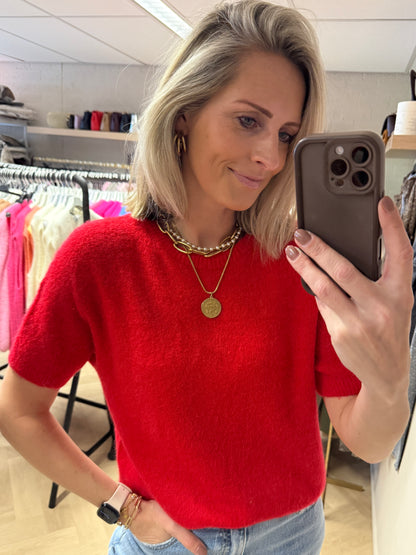 Trui Claudia Korte Mouw Alpaca Rood