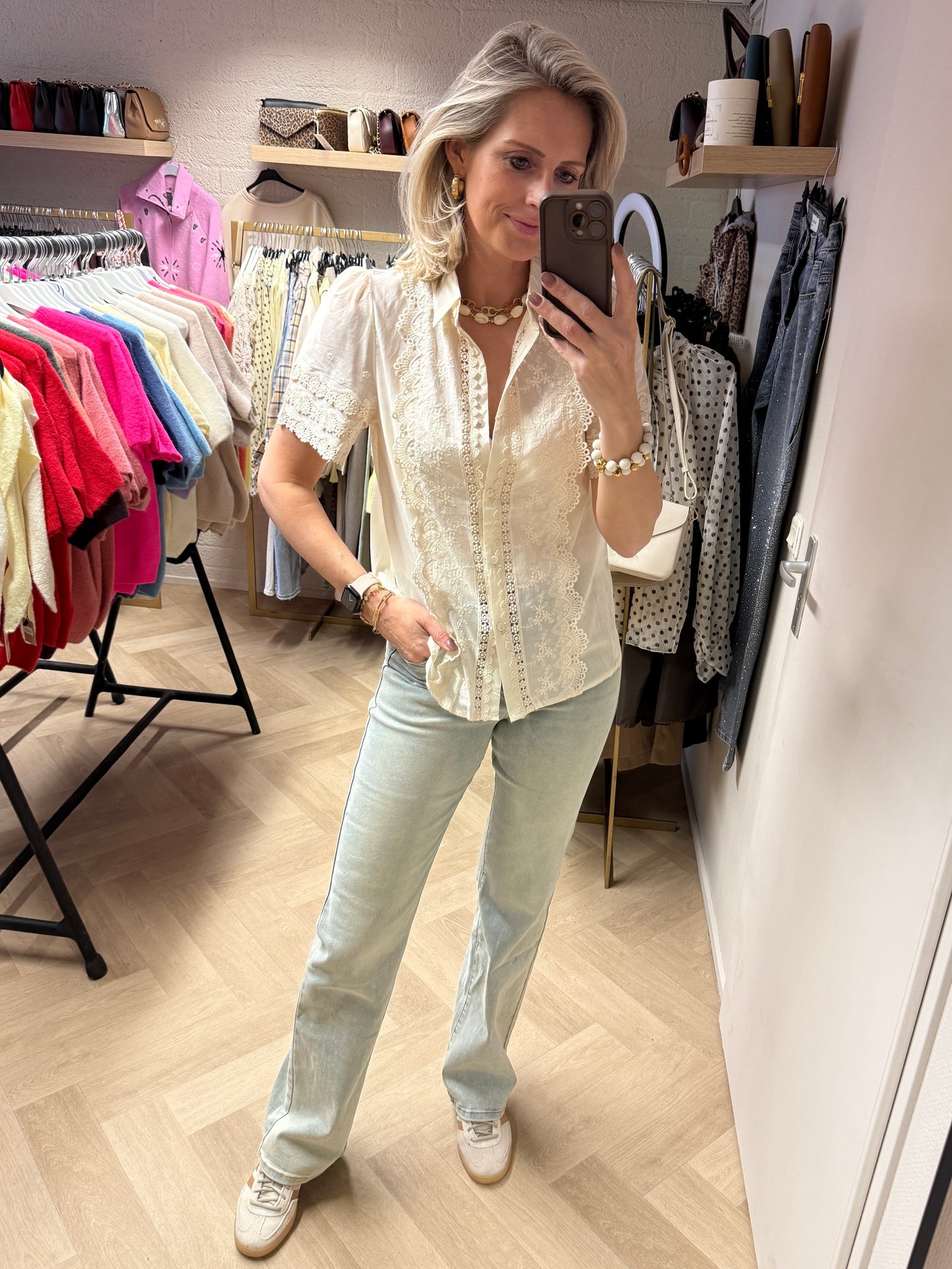 Blouse Edith Korte Mouw Ecru