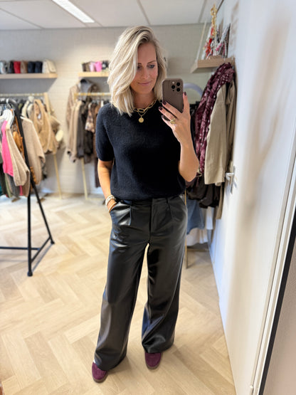Pantalon Farah Pu Leather Zwart