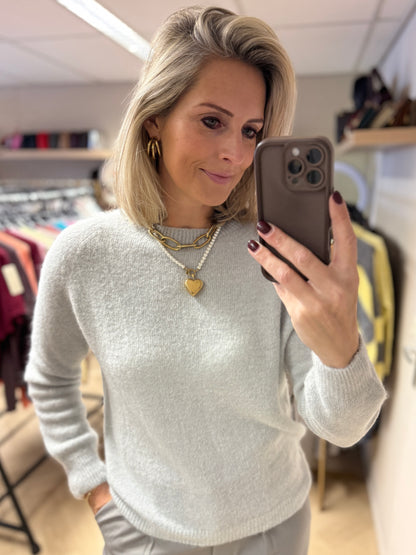 Trui Claudia Alpaca Lange Mouw Lichtgrijs