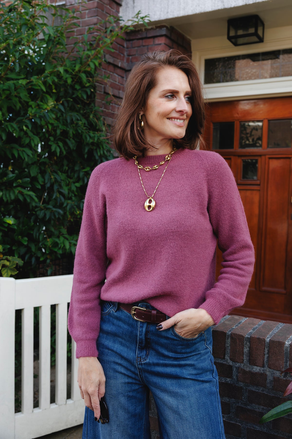 Trui Claudia Alpaca Lange Mouw Mauve