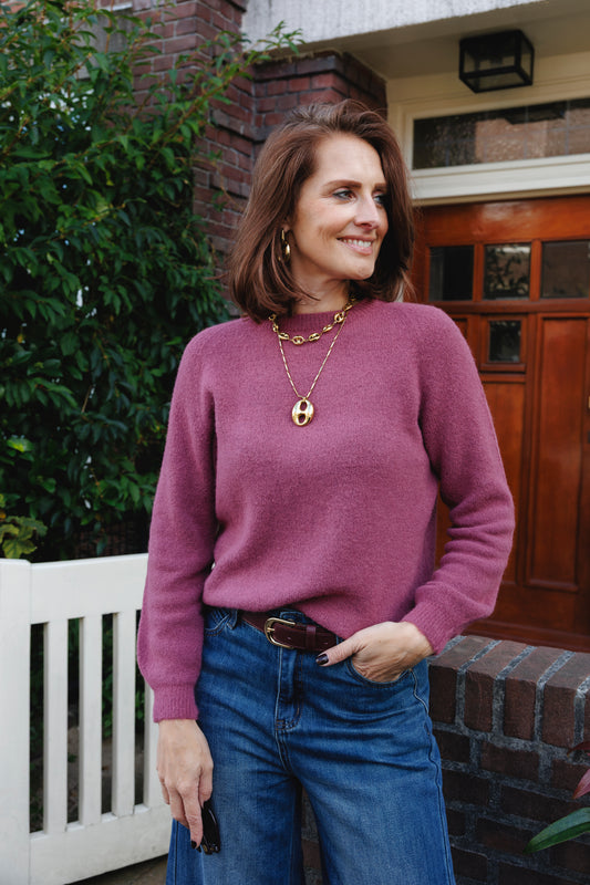 Trui Claudia Alpaca Lange Mouw Mauve