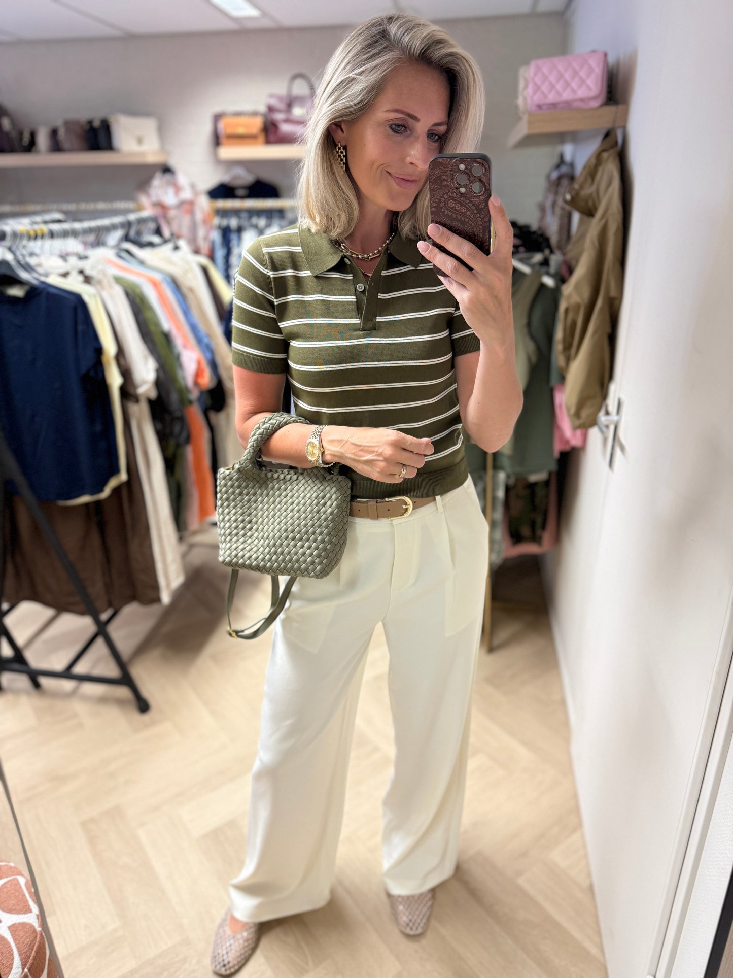 Polo Macy Streep Armygroen