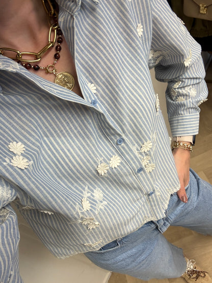 Blouse Marie Streep Bloemen Blauw