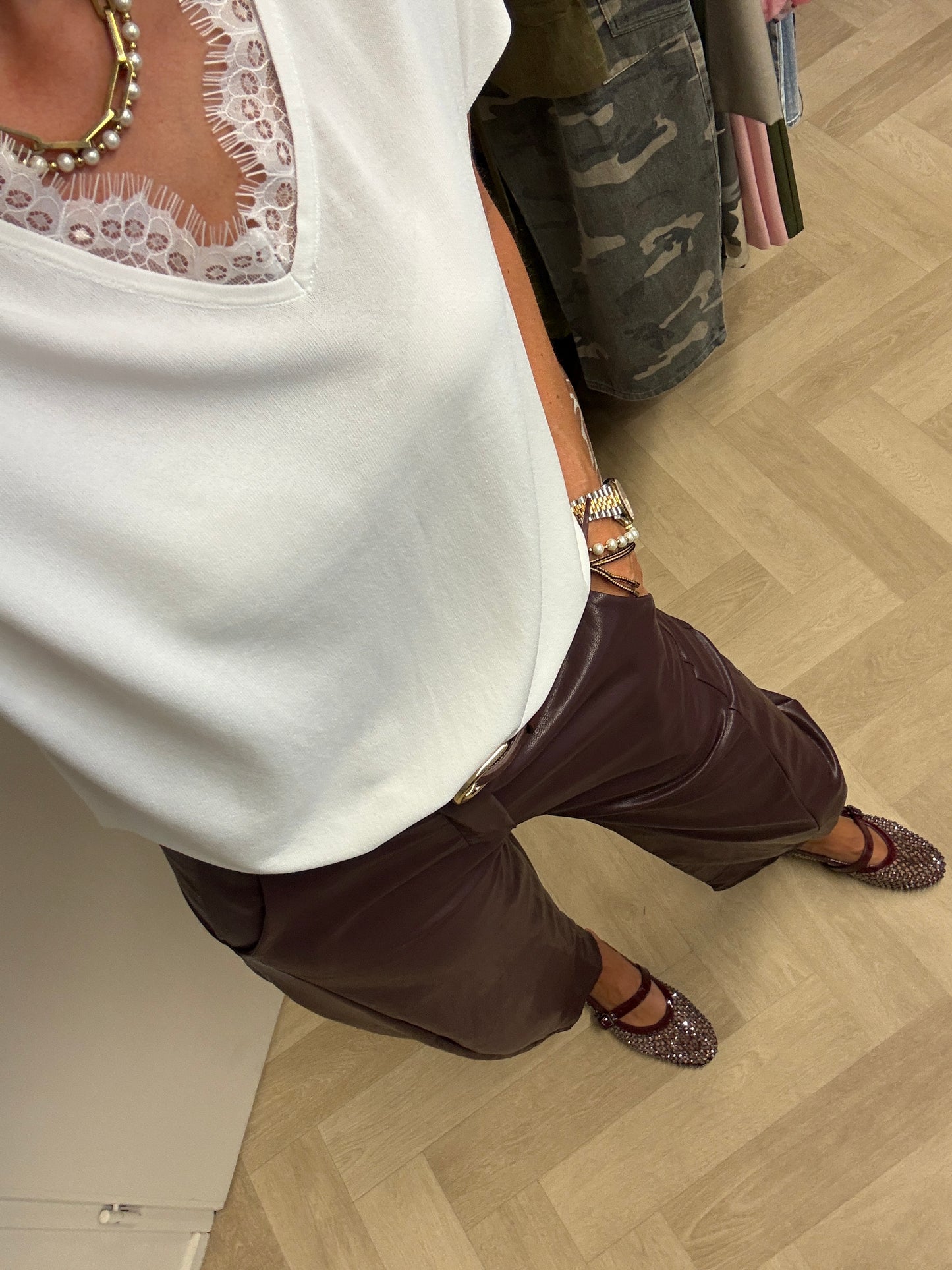 Broek Haily PU Burgundy