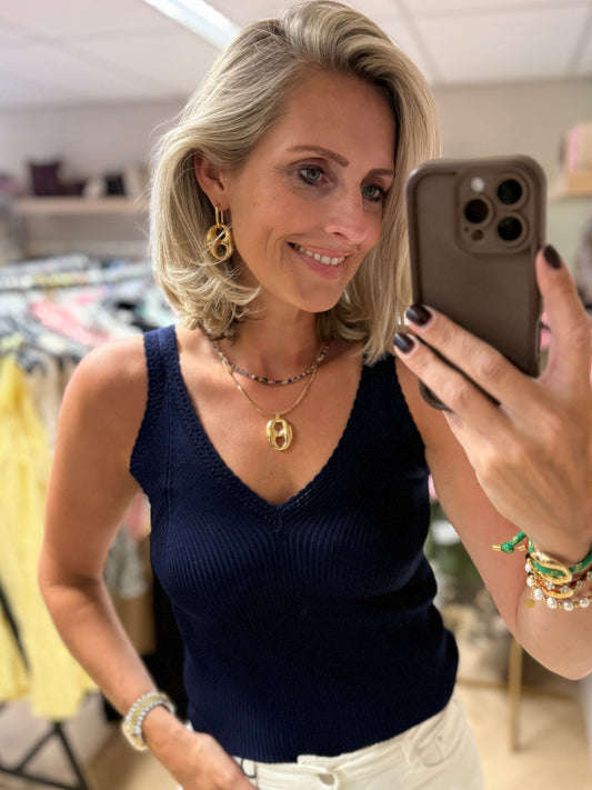 Top Linda V-hals Viscose Navy