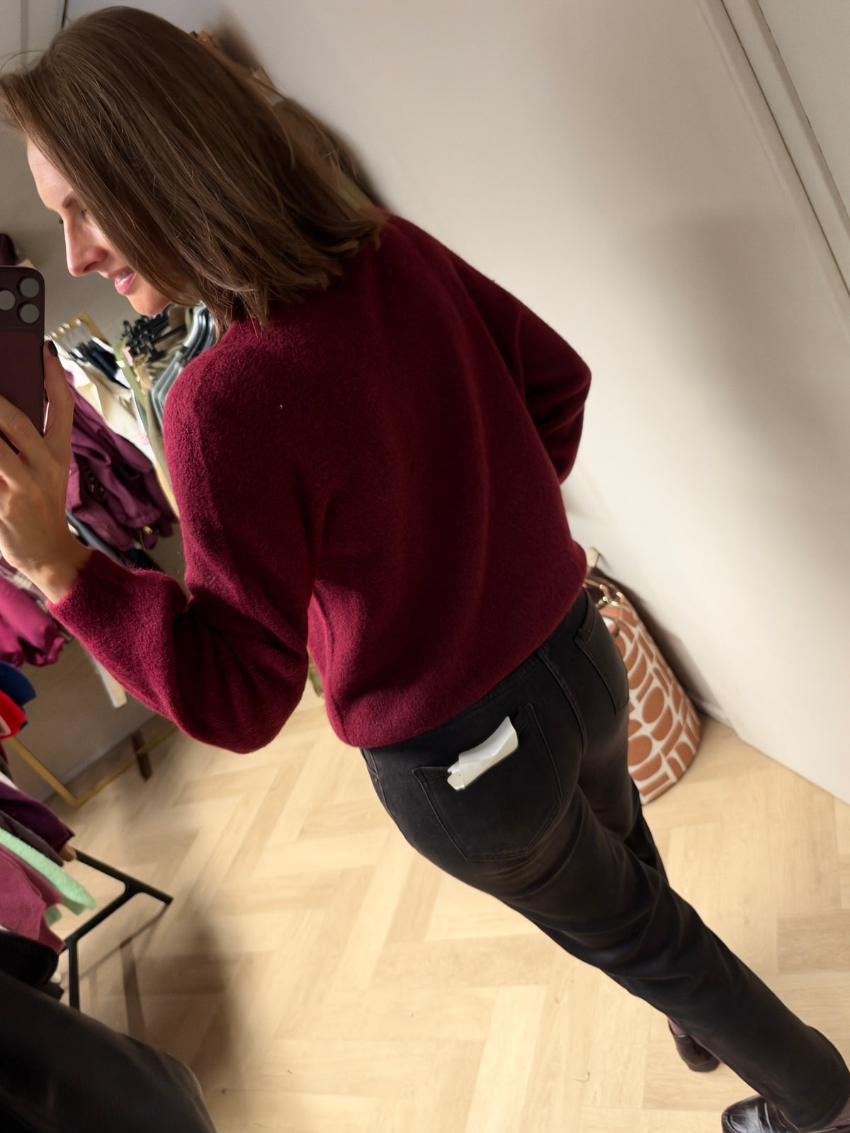 Trui Claudia Alpaca Lange Mouw Burgundy