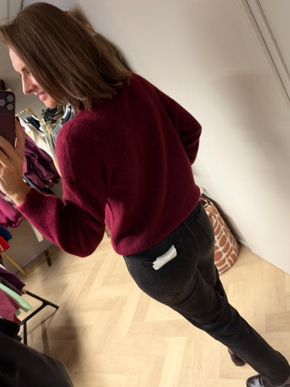 Trui Claudia Alpaca Lange Mouw Burgundy
