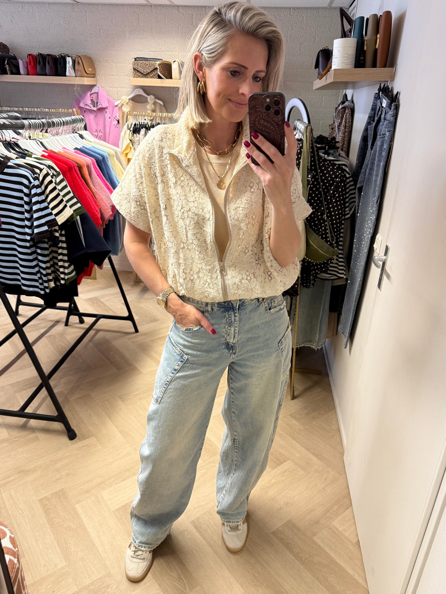 Vest Joline Kant Paillet Beige