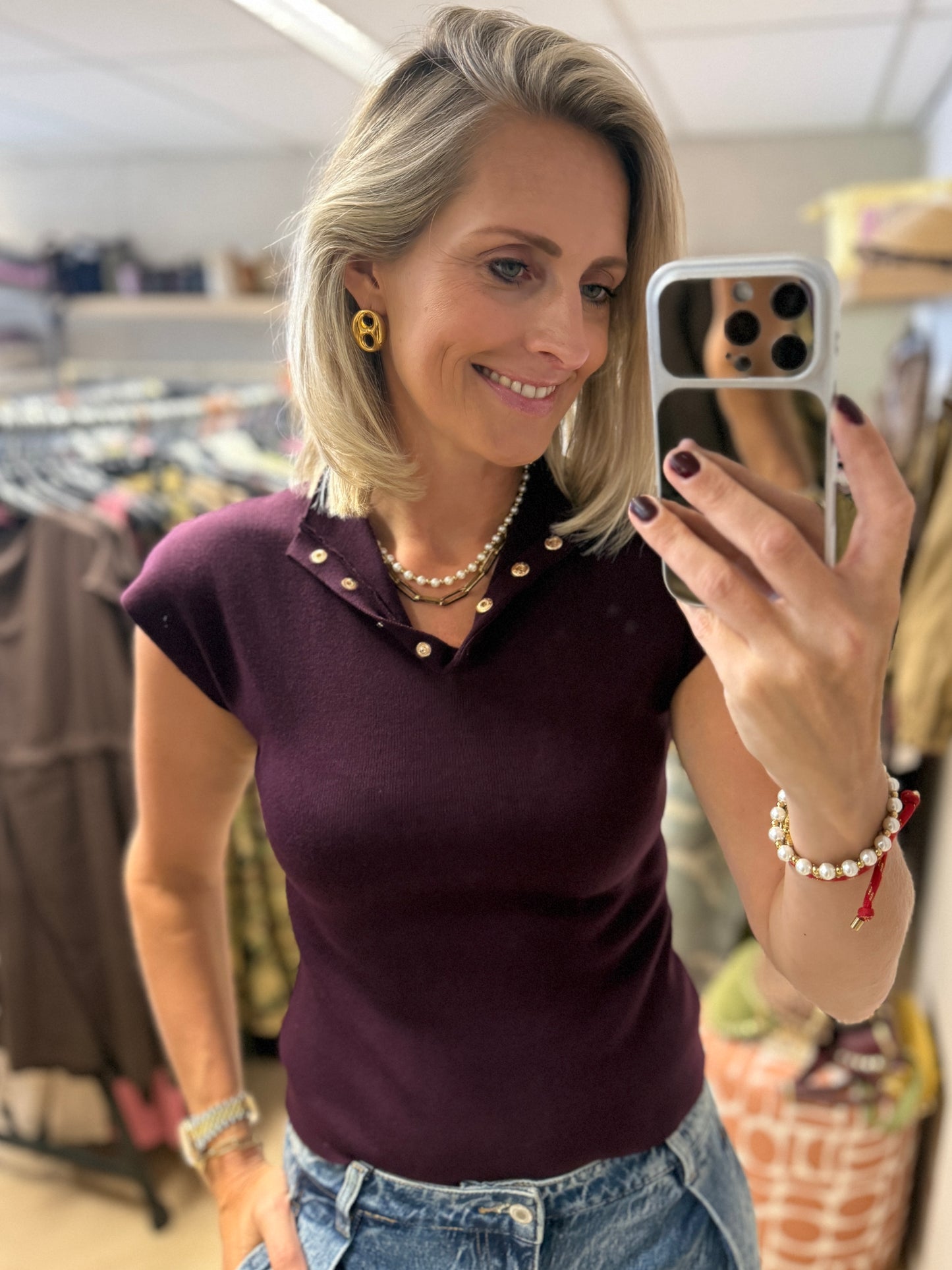 Shirt Jen Knoopjes Plum