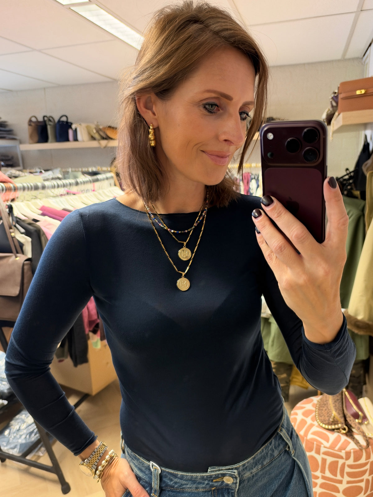 Shirt Nola Cashmere Donkerblauw