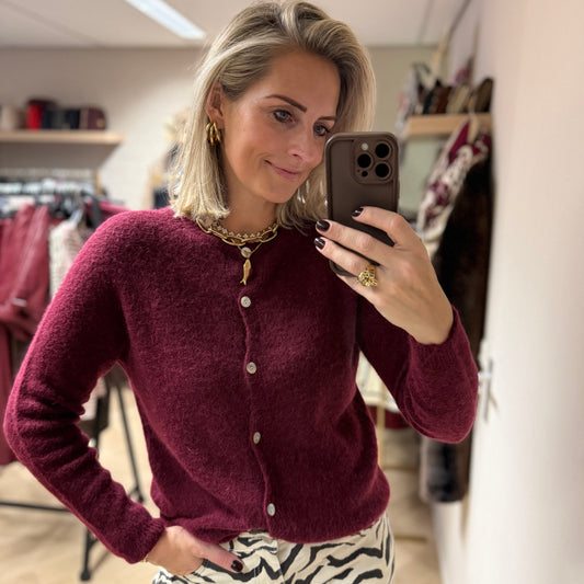 Vest Claudia Lange Mouw Alpaca Bordeaux