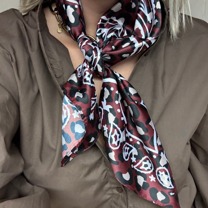 Sjaal Silka Paisley Leopard Bordeaux