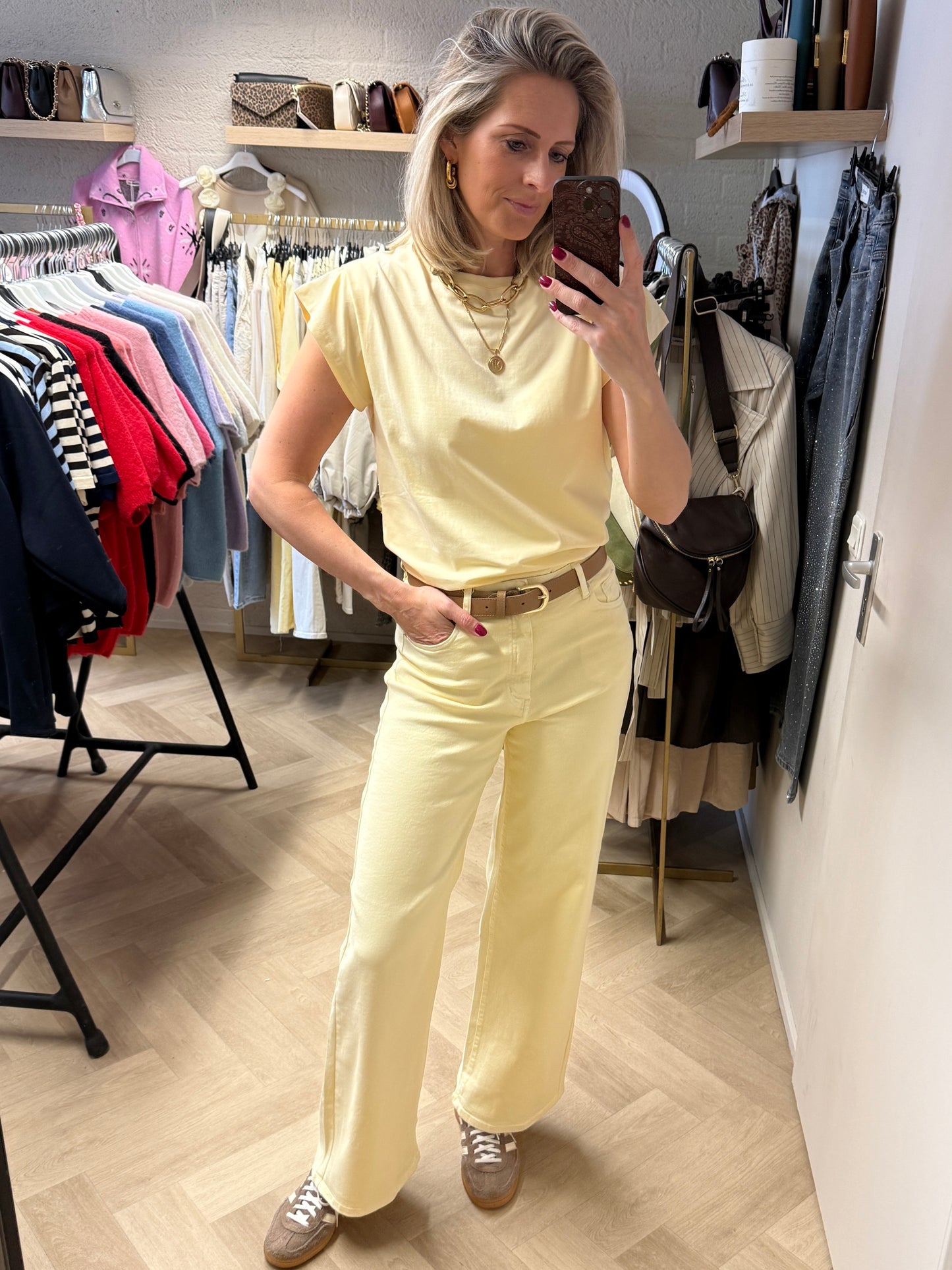 Jeans Laulia Wide Leg Zachtgeel