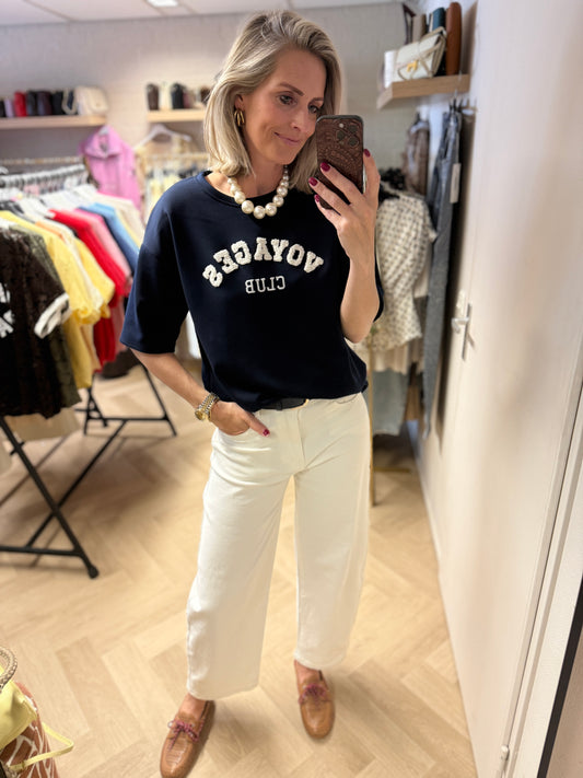 Shirt Voyages Club Donkerblauw Wit