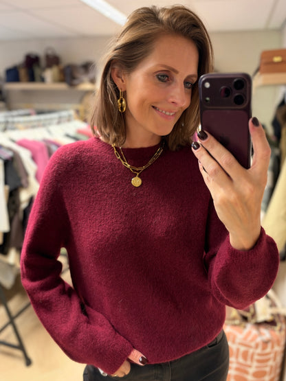 Trui Claudia Alpaca Lange Mouw Burgundy