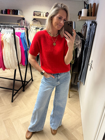 Trui Claudia Korte Mouw Alpaca Rood